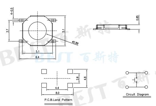 貼片輕觸開關(guān)規(guī)格書